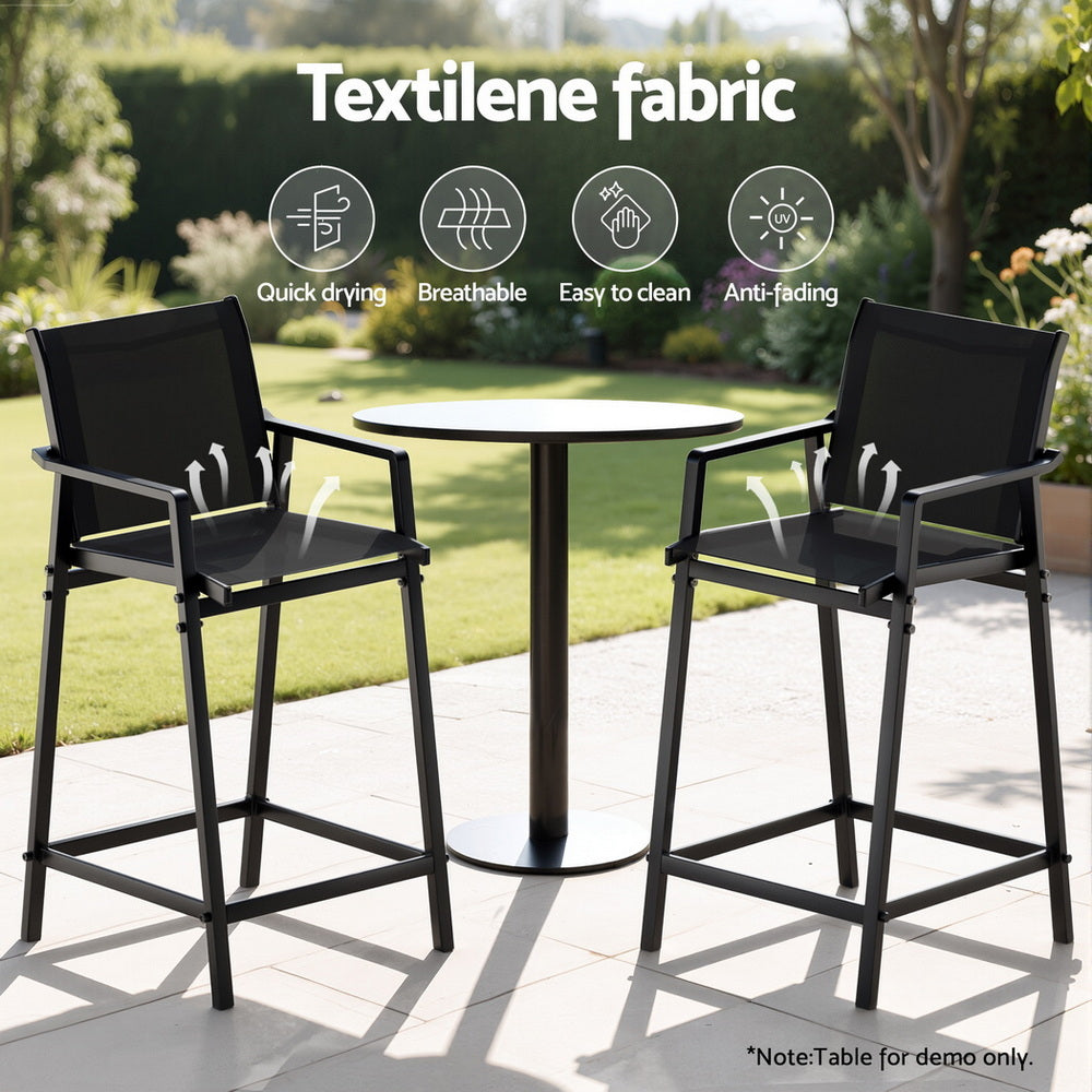 Gardeon Modern Outdoor Bar Stools - Black
