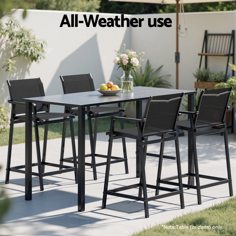 Gardeon Modern Outdoor Bar Stools - Black