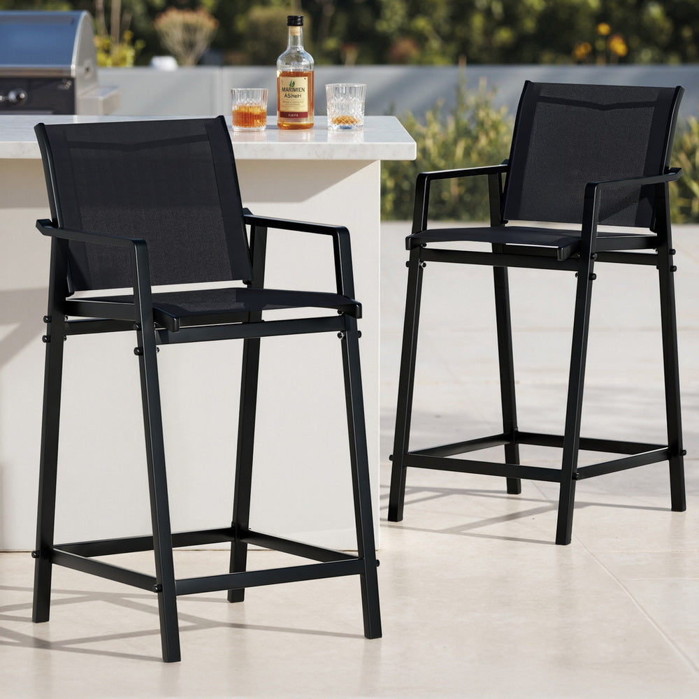 Gardeon Modern Outdoor Bar Stools - Black