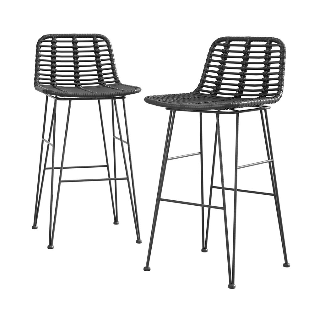 Gardeon Black Outdoor Bar Stools - Set of 2