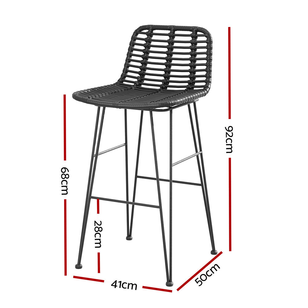 Gardeon Black Outdoor Bar Stools - Set of 2