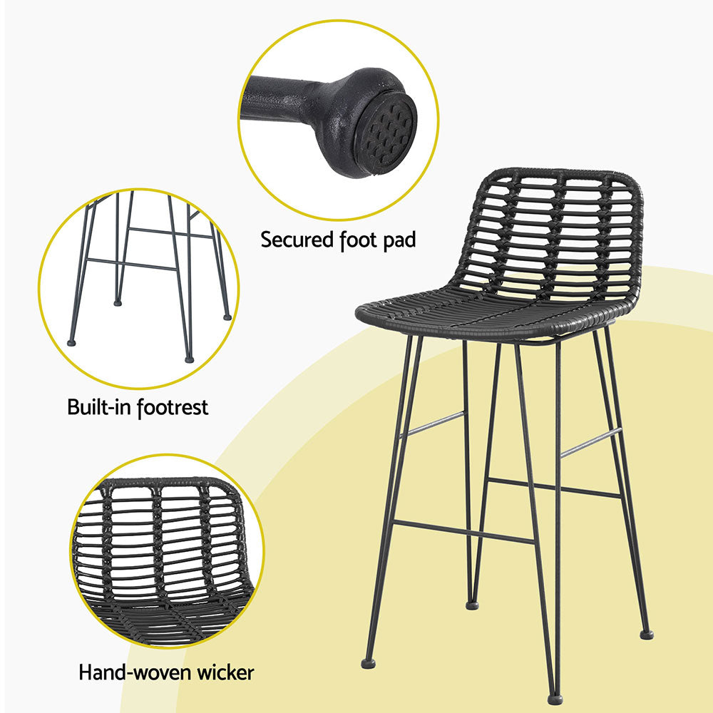 Gardeon Black Outdoor Bar Stools - Set of 2