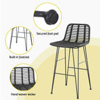 Gardeon Black Outdoor Bar Stools - Set of 2