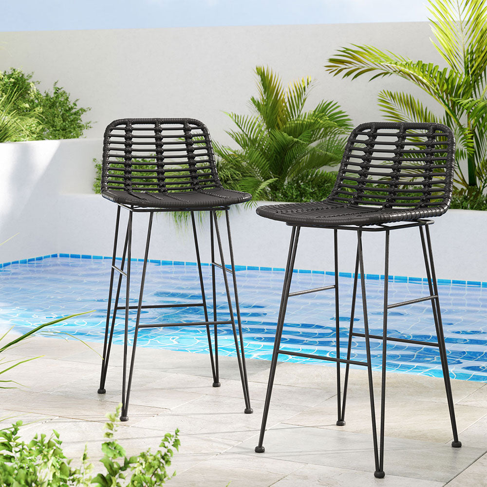 Gardeon Black Outdoor Bar Stools - Set of 2