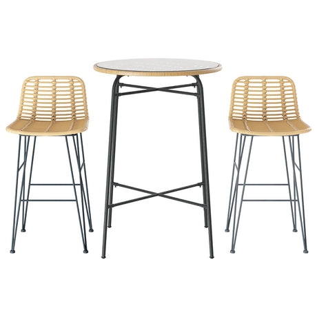 Gardeon Elegant 3-Piece Wicker Bar Set