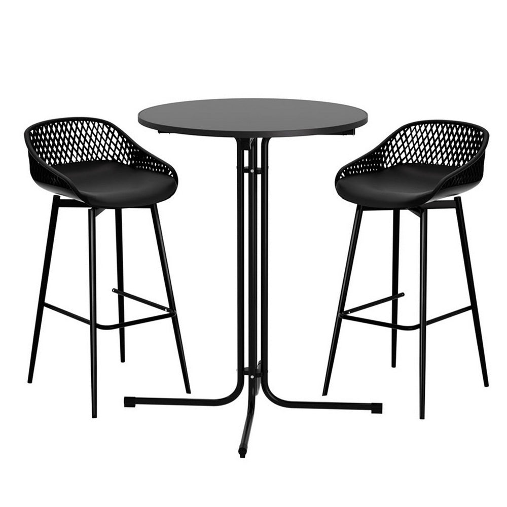 Gardeon 3PC Black Outdoor Bar Set