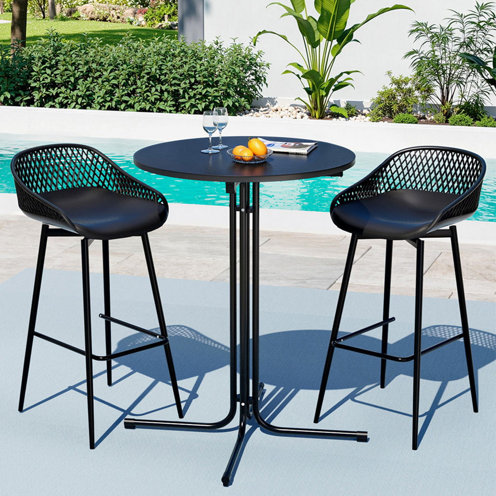 Gardeon 3PC Black Outdoor Bar Set