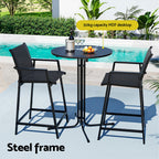 Gardeon Black Steel 3PC Outdoor Bar Set
