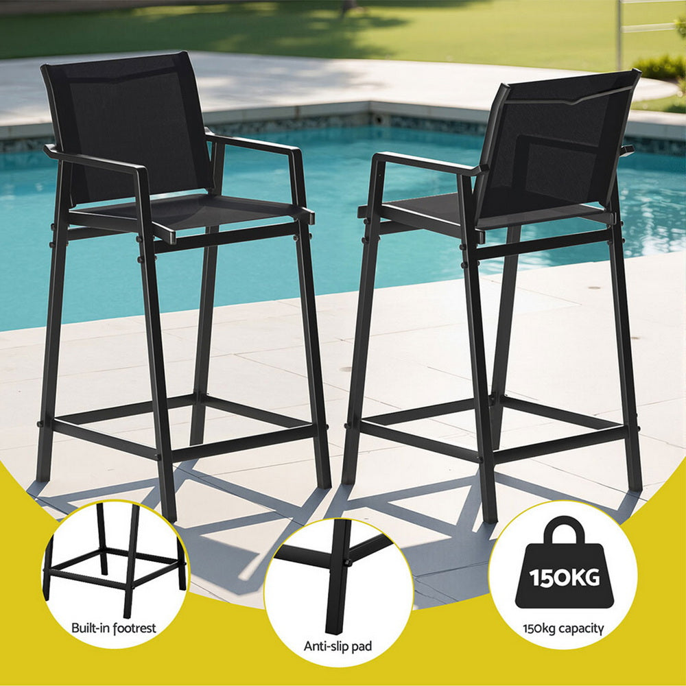 Gardeon Black Steel 3PC Outdoor Bar Set