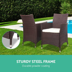 Gardeon 3PC Curved Wicker Bistro Set