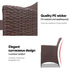 Gardeon 3PC Curved Wicker Bistro Set