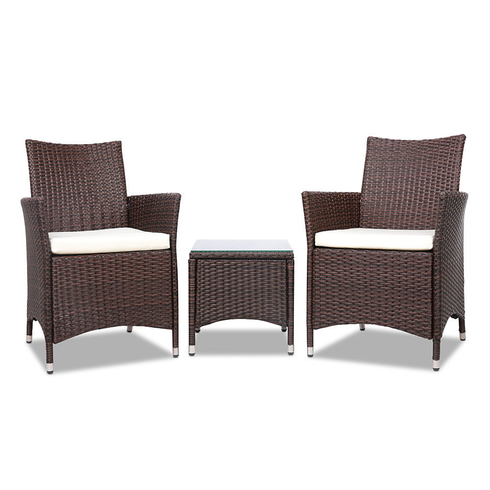 Gardeon 3PC Curved Wicker Bistro Set