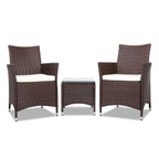 Gardeon 3PC Curved Wicker Bistro Set