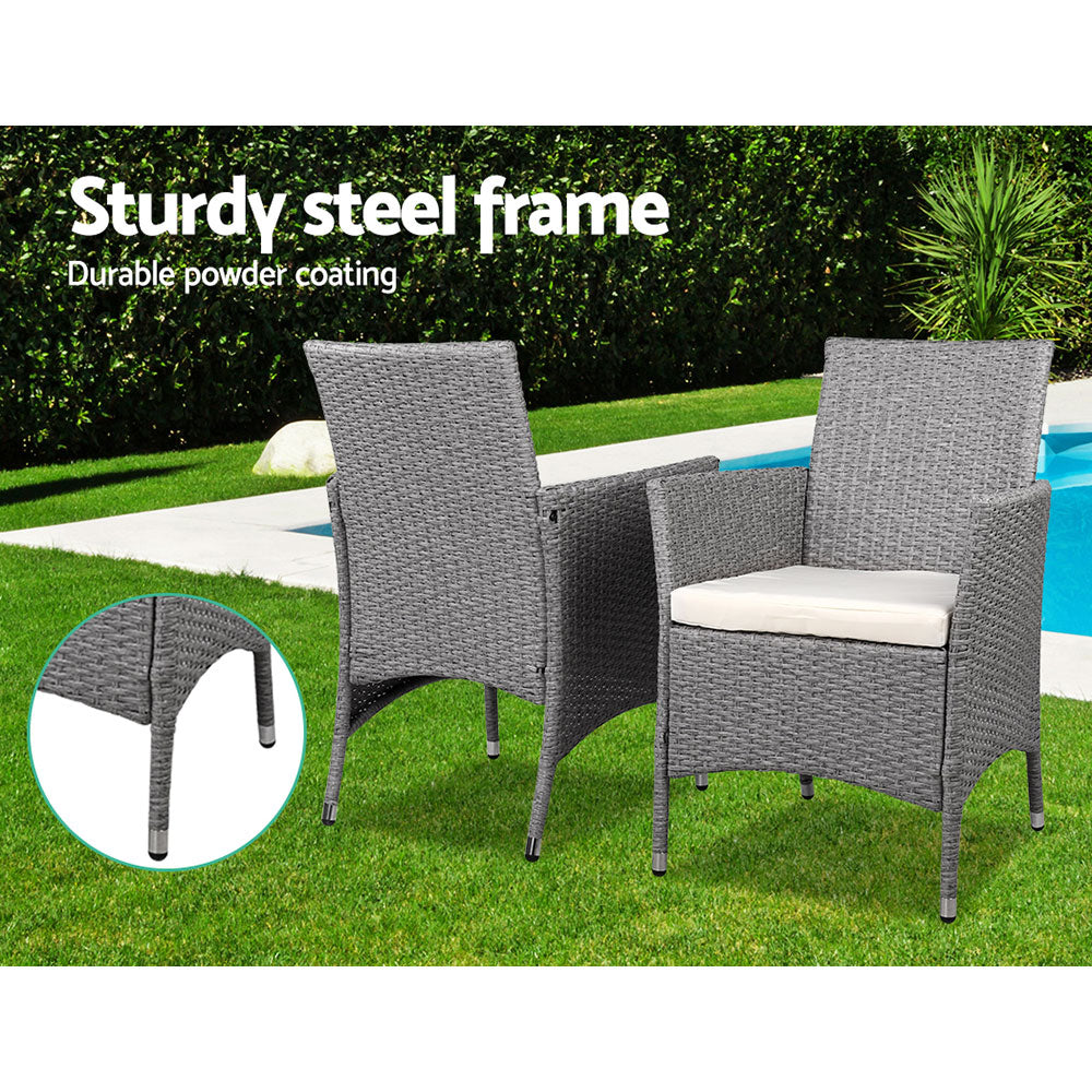 Gardeon 3PC Curved Wicker Bistro Set