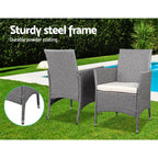 Gardeon 3PC Curved Wicker Bistro Set