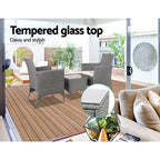 Gardeon 3PC Curved Wicker Bistro Set