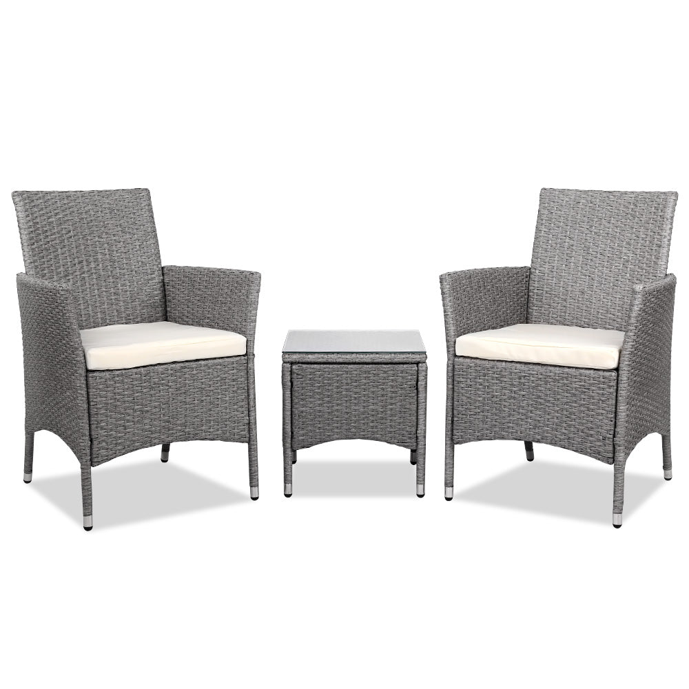 Gardeon 3PC Curved Wicker Bistro Set