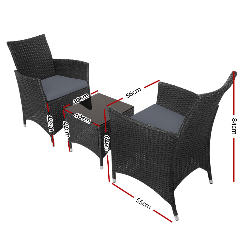 Gardeon Elegant 3PC Outdoor Bistro Set