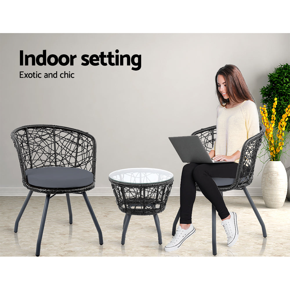 Gardeon 3-Piece Rattan Bistro Set