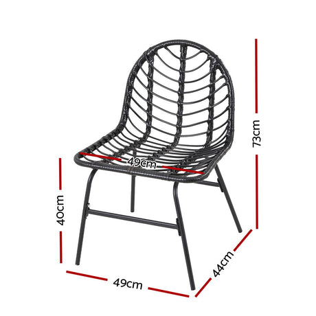 Gardeon Black Wicker Outdoor Chair Set