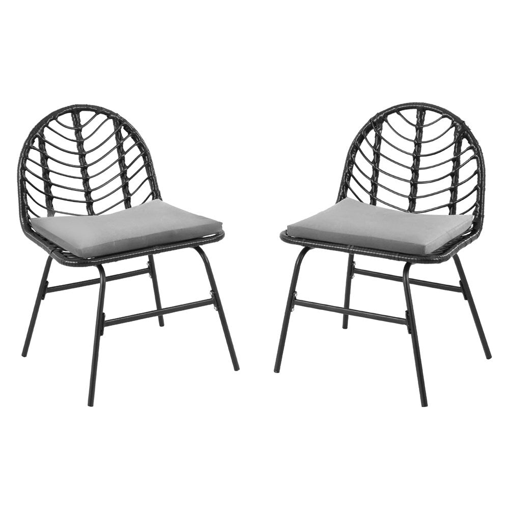 Gardeon Black Wicker Outdoor Chair Set