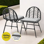 Gardeon Black Wicker Outdoor Chair Set