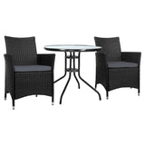Gardeon Outdoor Rattan Bistro Set with Cushions