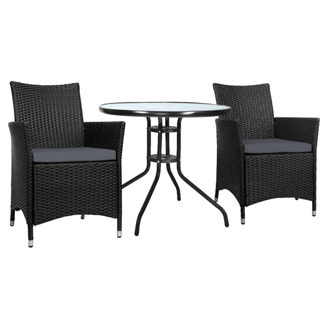 Gardeon Outdoor Rattan Bistro Set with Cushions
