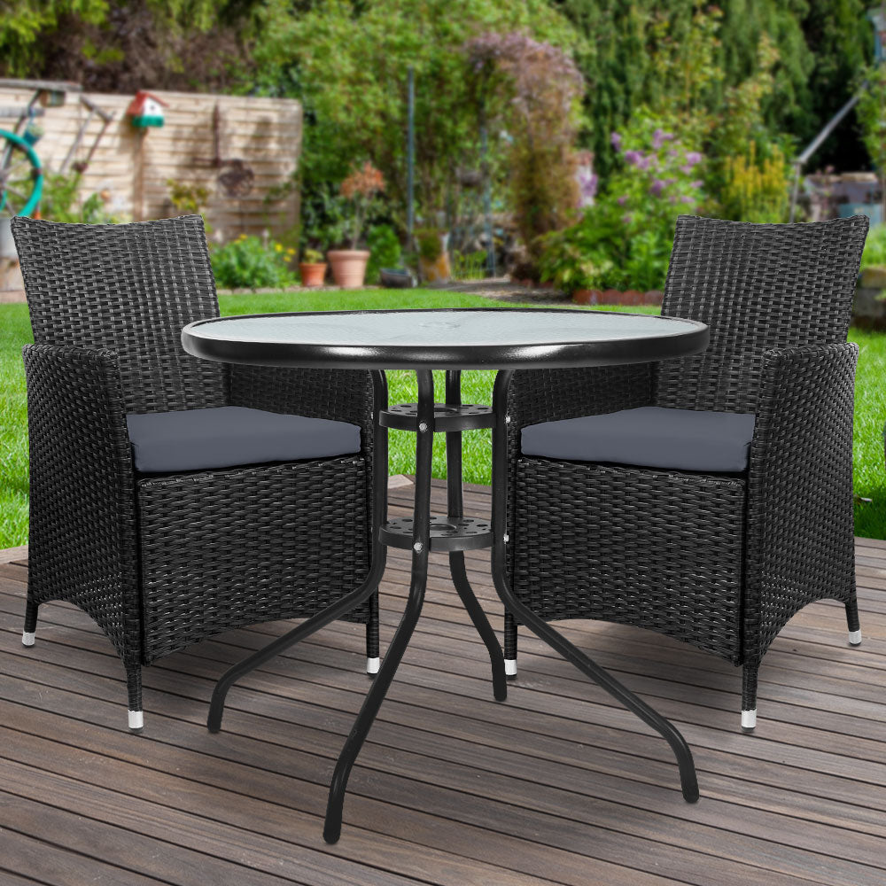 Gardeon Outdoor Rattan Bistro Set with Cushions