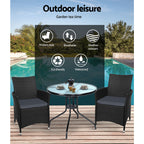 Gardeon Outdoor Rattan Bistro Set with Cushions