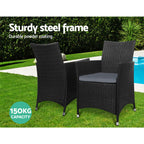 Gardeon Outdoor Rattan Bistro Set with Cushions
