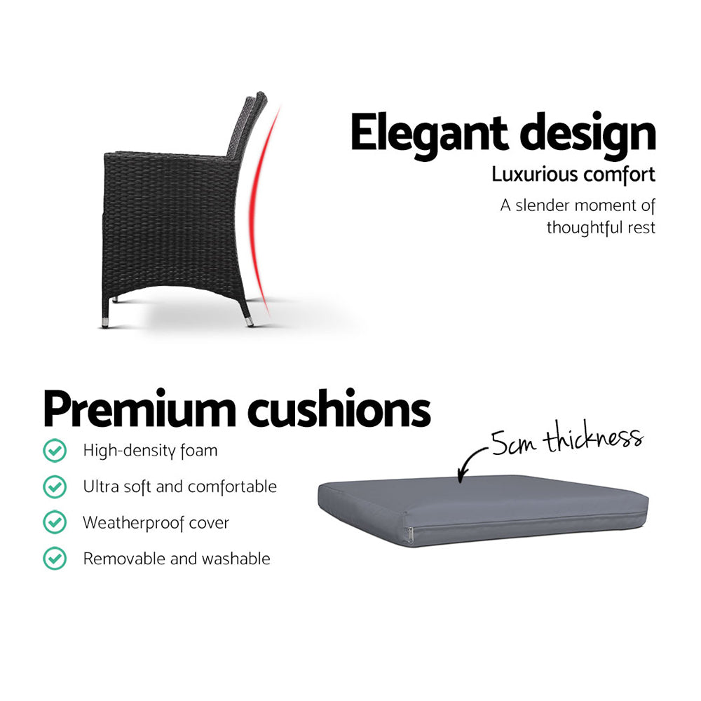 Gardeon Outdoor Rattan Bistro Set with Cushions