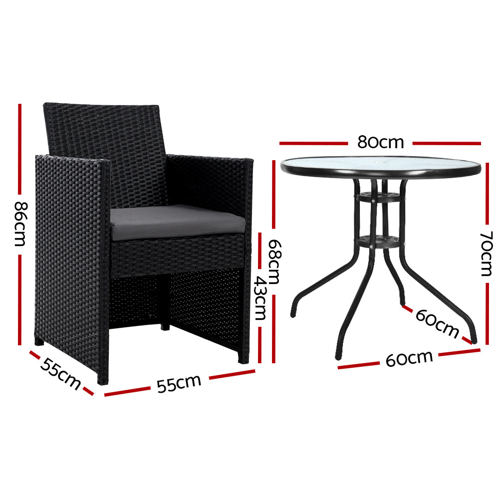 Gardeon Elegant 3PC Rattan Bistro Set