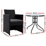 Gardeon Elegant 3PC Rattan Bistro Set