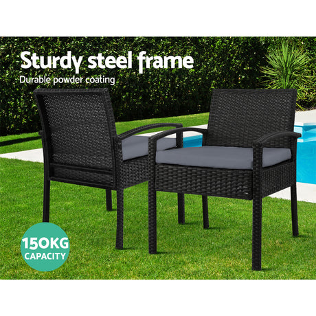 Gardeon Elegant 3-Piece Rattan Bistro Set