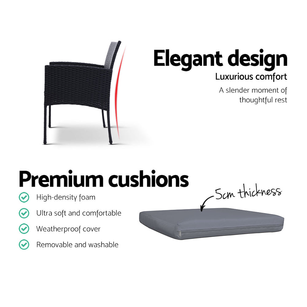 Gardeon Elegant 3-Piece Rattan Bistro Set