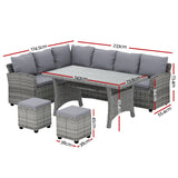 Gardeon 8-Seater Wicker Outdoor Dining Set