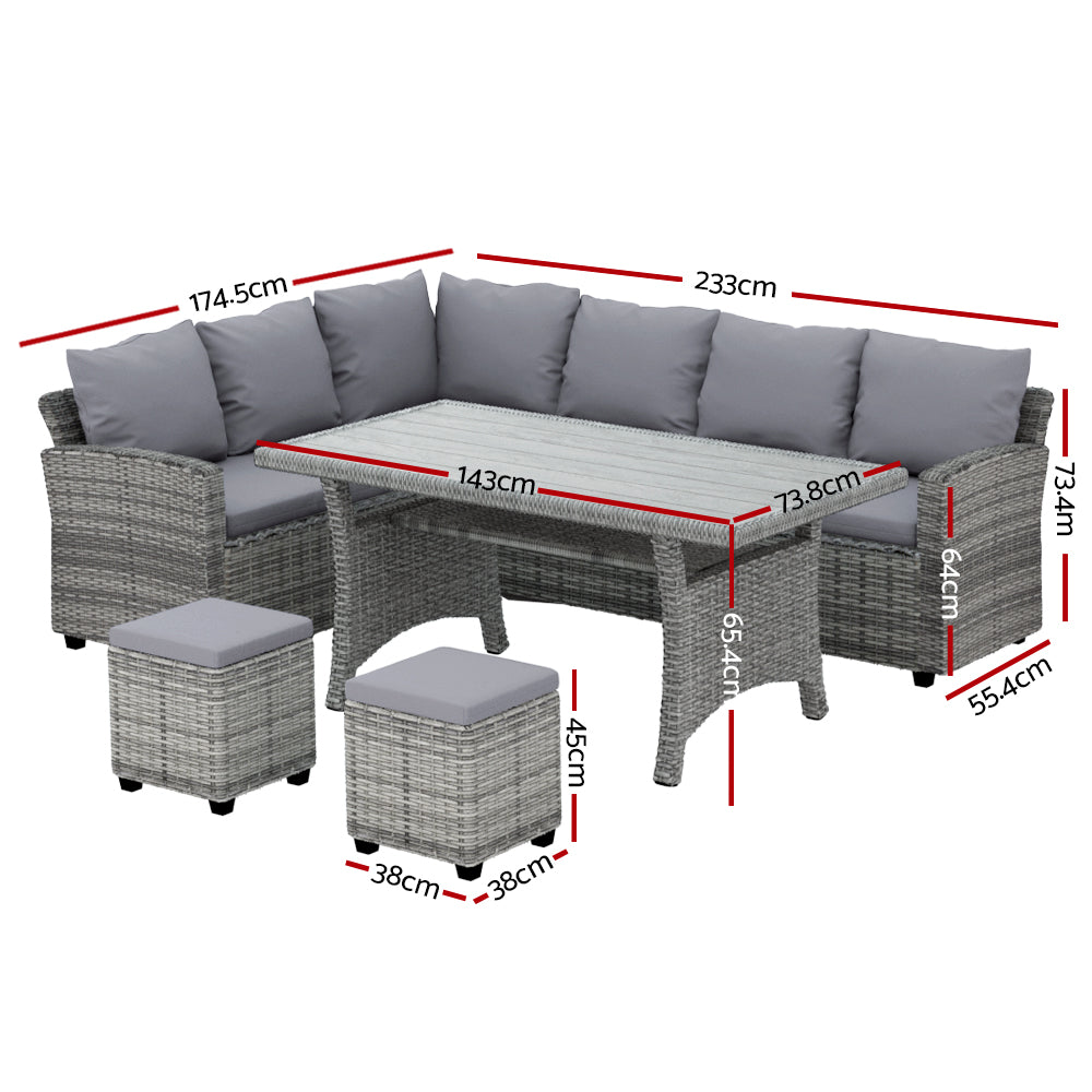 Gardeon 8-Seater Wicker Outdoor Dining Set