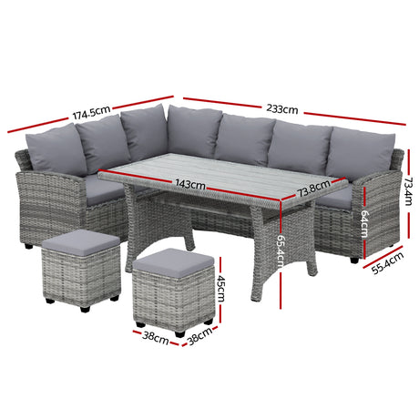 Gardeon 8-Seater Wicker Outdoor Dining Set