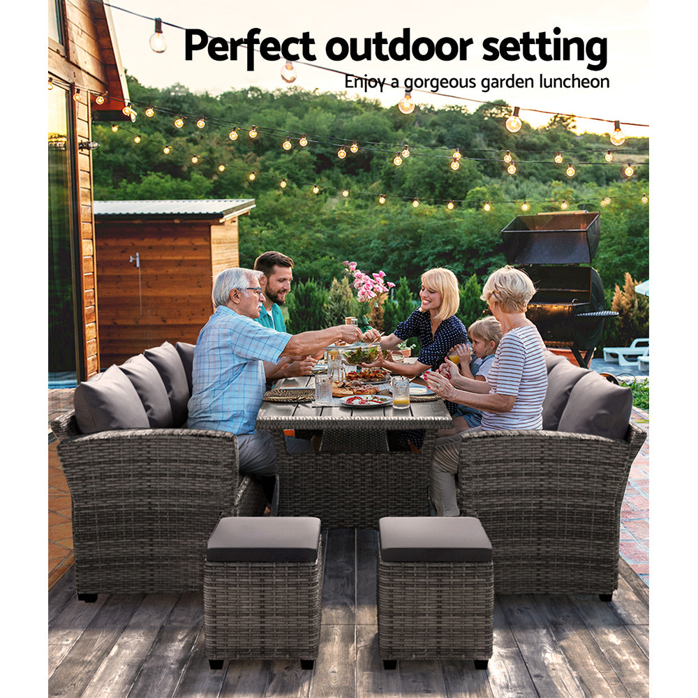 Gardeon 8-Seater Wicker Outdoor Dining Set