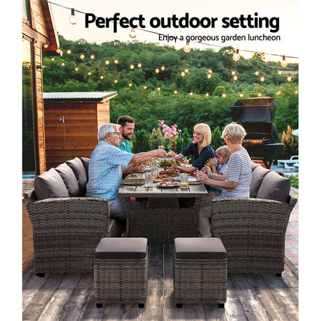 Gardeon 8-Seater Wicker Outdoor Dining Set