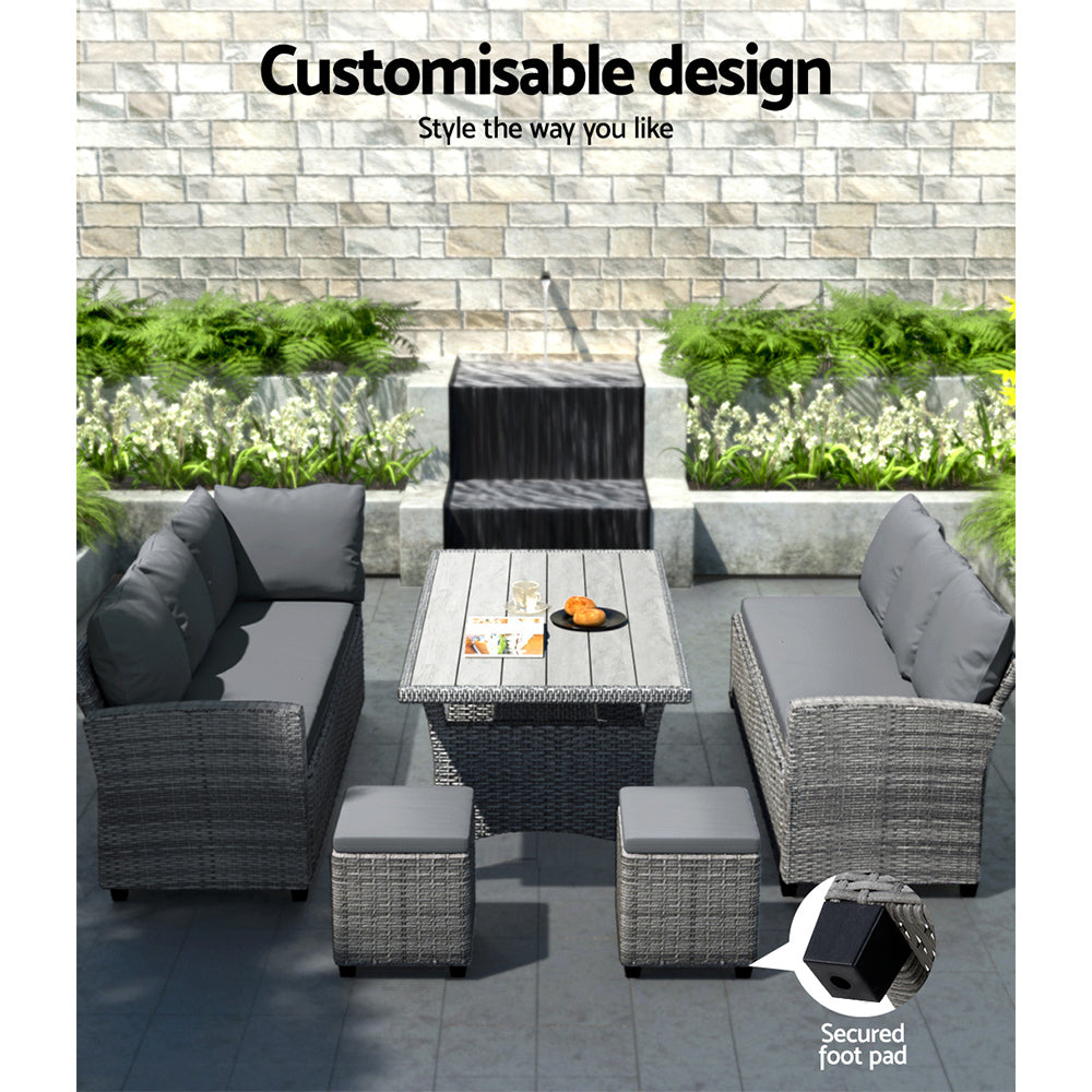 Gardeon 8-Seater Wicker Outdoor Dining Set