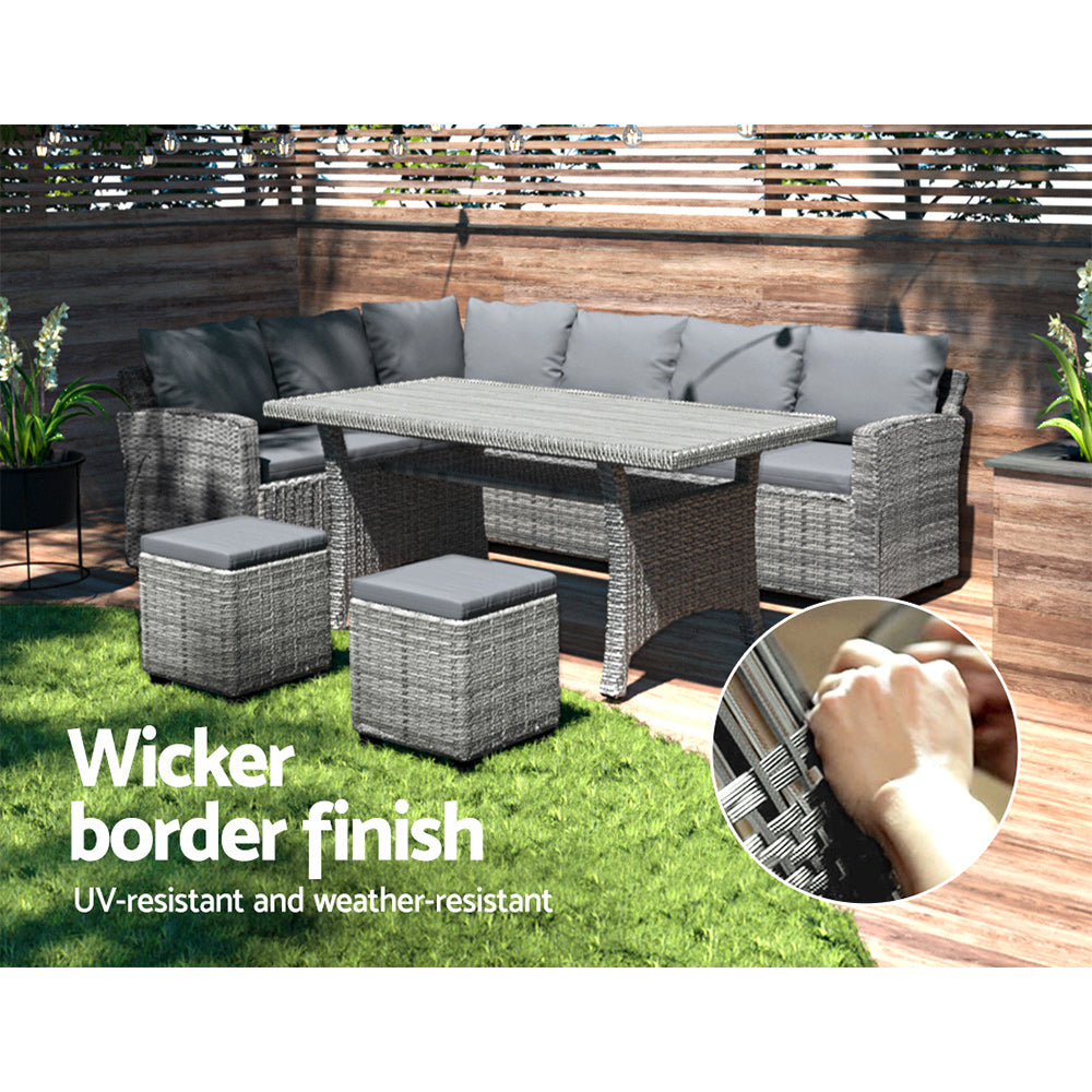 Gardeon 8-Seater Wicker Outdoor Dining Set