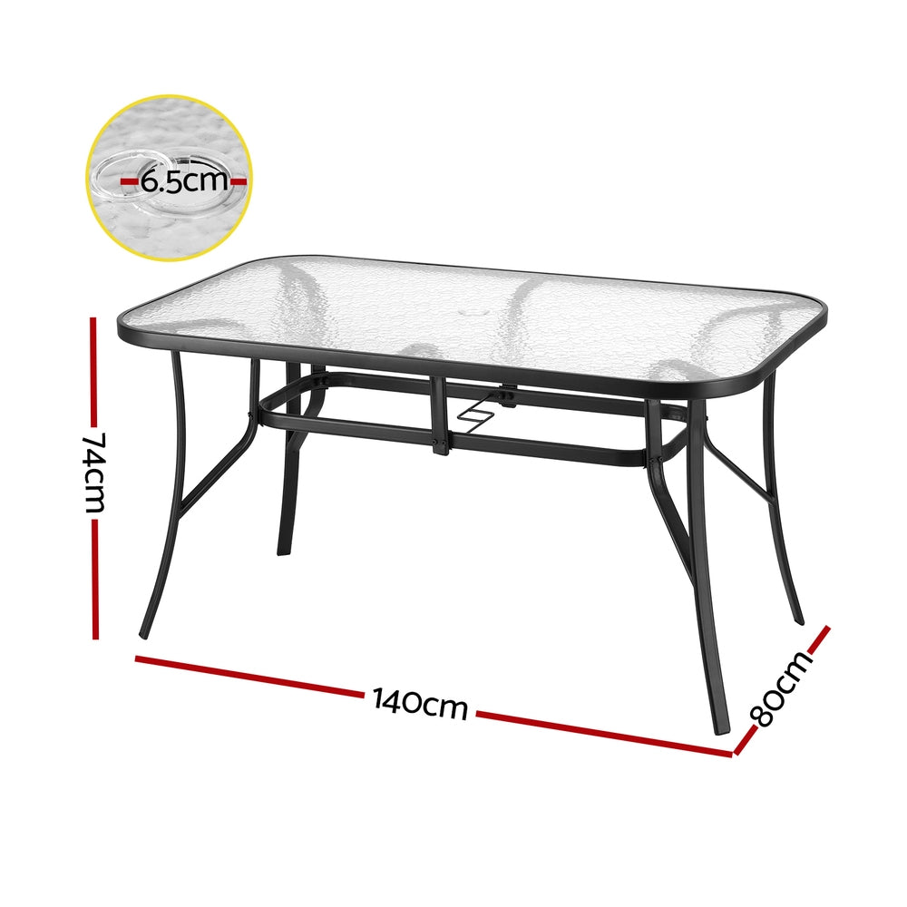 Gardeon 140CM Black Outdoor Dining Table