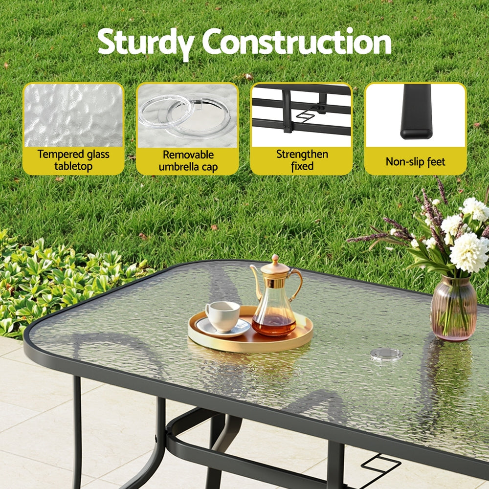 Gardeon 140CM Black Outdoor Dining Table