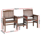 Gardeon Rustic Outdoor Loveseat & Table Set