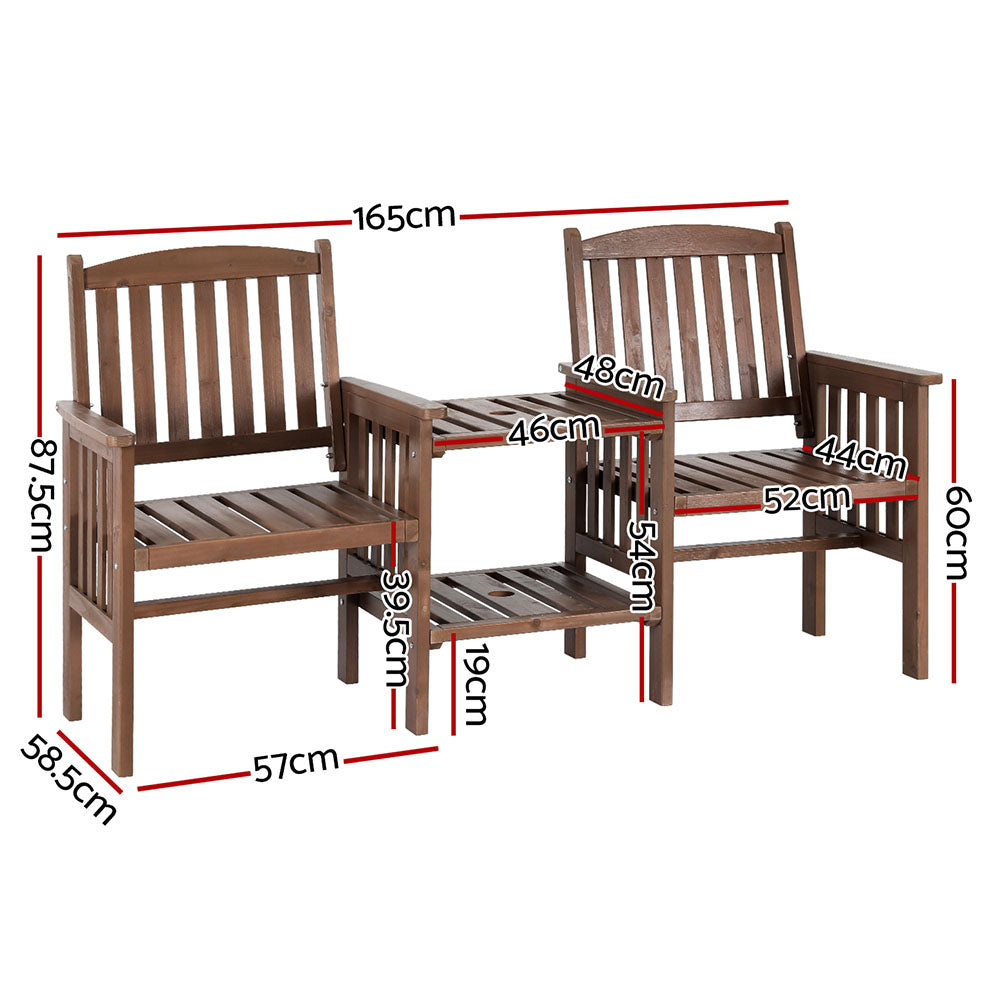 Gardeon Rustic Outdoor Loveseat & Table Set