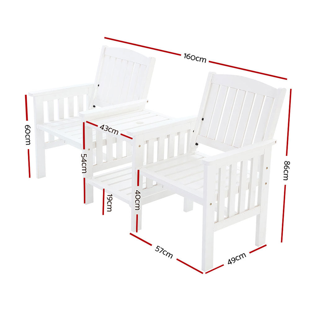 Gardeon Rustic Outdoor Loveseat & Table Set