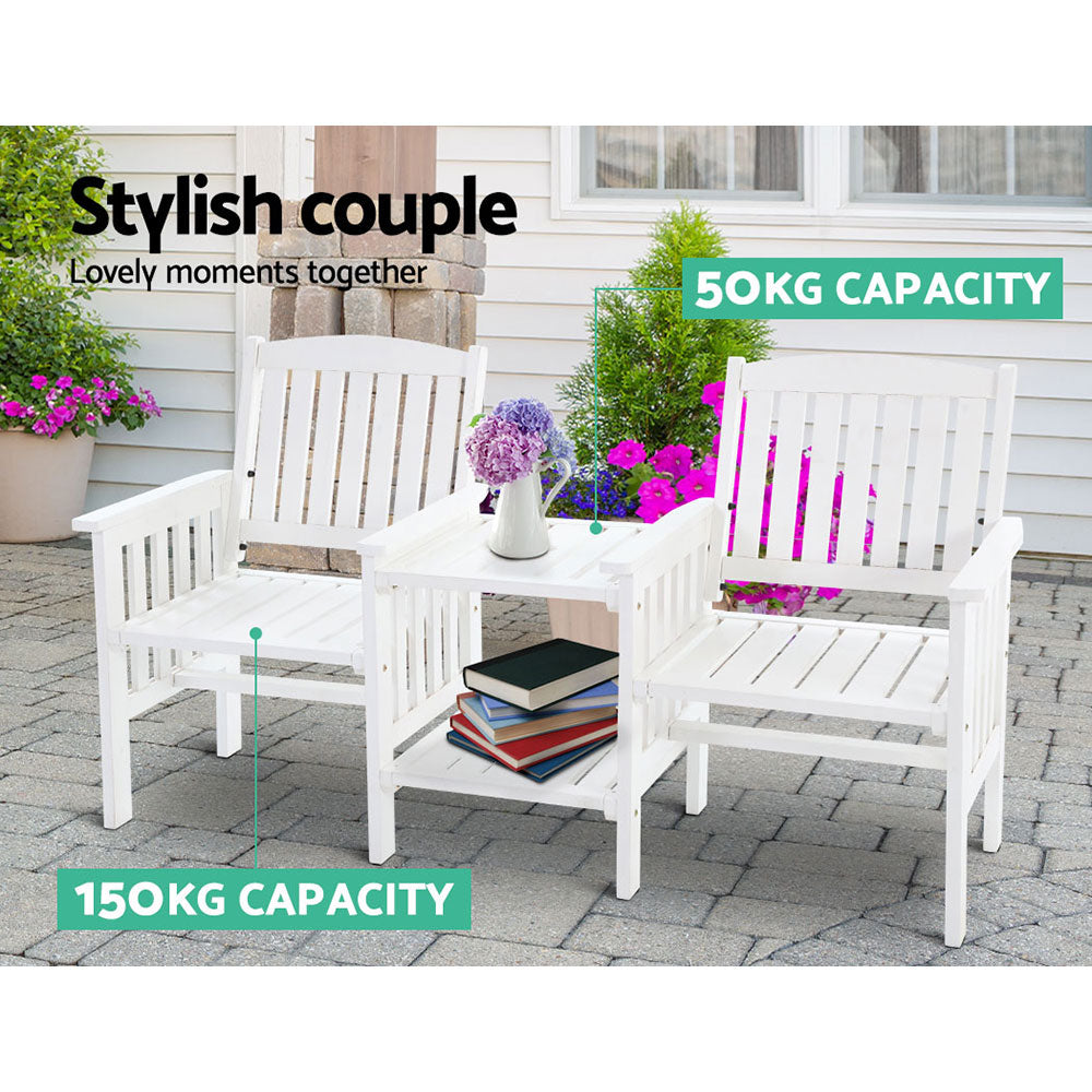 Gardeon Rustic Outdoor Loveseat & Table Set