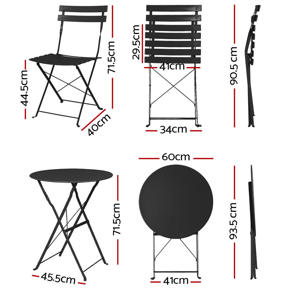 Gardeon 3-Piece Steel Outdoor Bistro Set